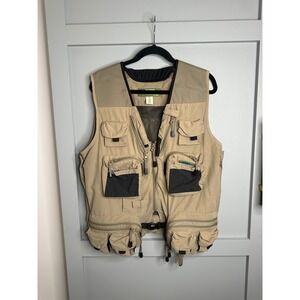 Gander Mountain Mens Fishing Vest Khaki Size M Multi Pocket Utility